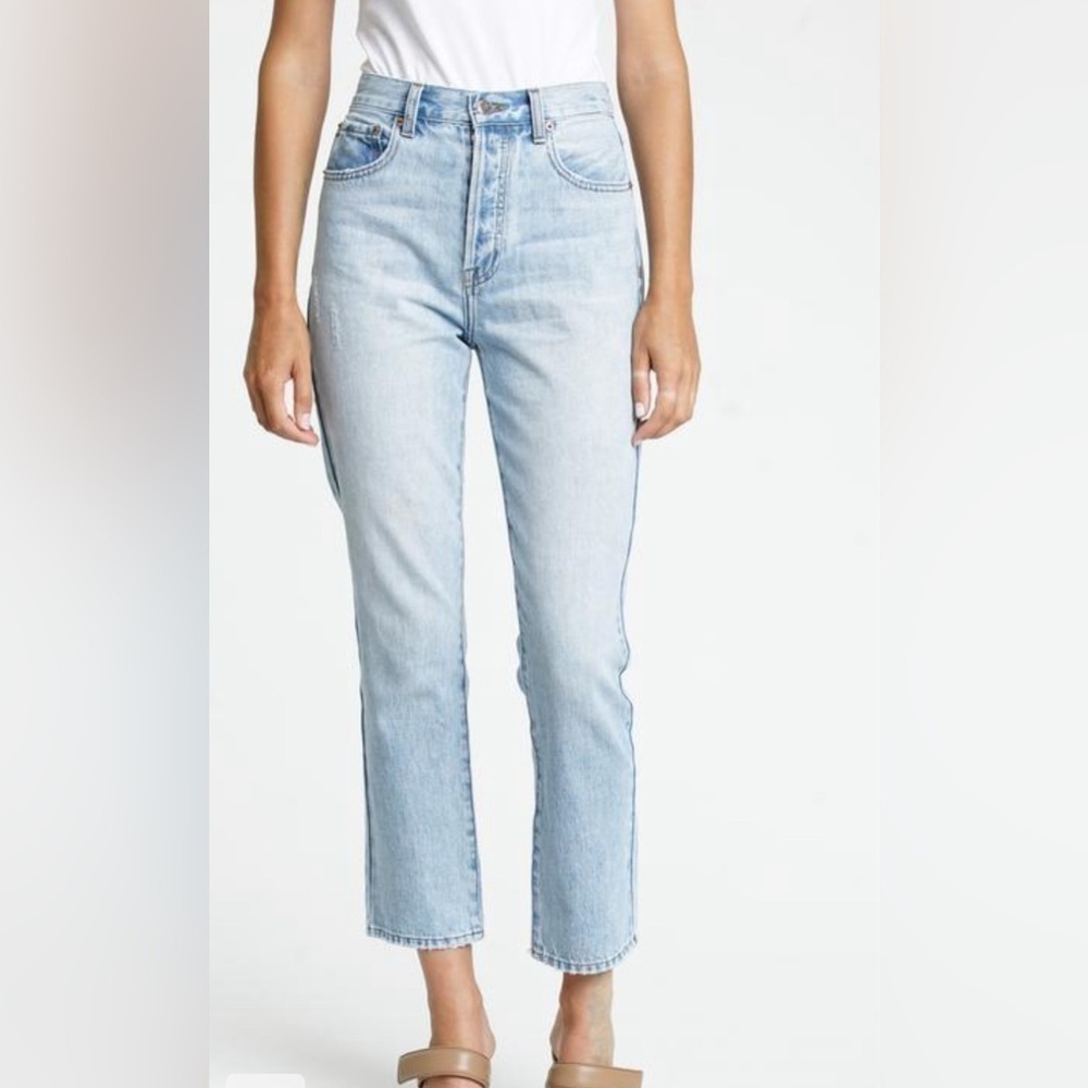 Pistola Keaton Buttonfly High Waist Distressed Jeans “Morning Sky” Blue |Size 25